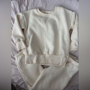 Forever French Baby size 6/7 cream crewneck and sweatpants